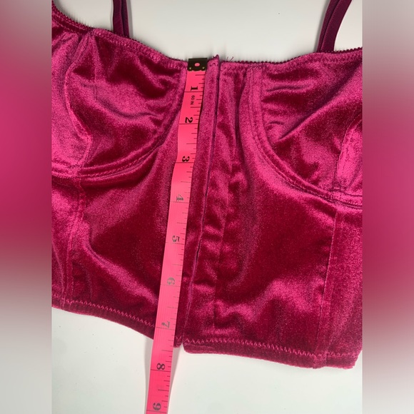 Vibrant Burgundy Velvet Corset Crop Top Bralette Urban Oufitters Out from Under - Picture 8 of 11
